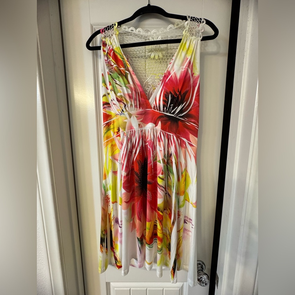 Elegant Floral Maxi Dress - Red and Yellow